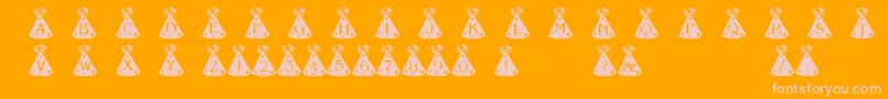 PartyHats-fontti – vaaleanpunaiset fontit oranssilla taustalla