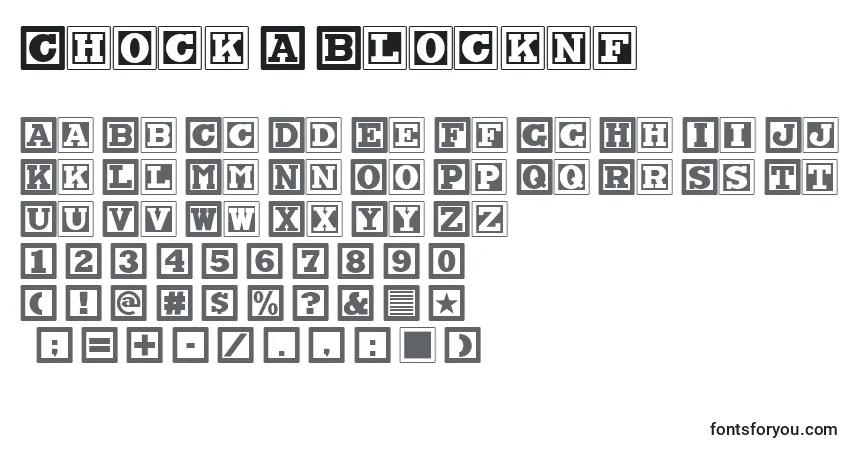 A fonte Chock A Blocknf – alfabeto, números, caracteres especiais