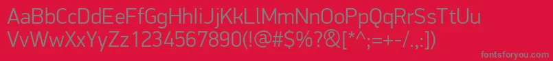 PfdindisplayproLight-Schriftart – Graue Schriften auf rotem Hintergrund