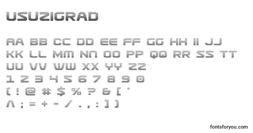 A fonte Usuzigrad – alfabeto, números, caracteres especiais
