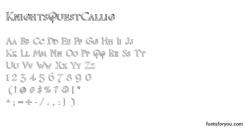 Czcionka KnightsQuestCallig – alfabet, cyfry, specjalne znaki