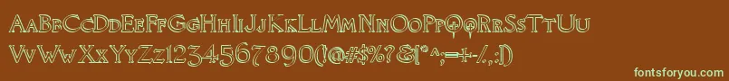 Fonte KnightsQuestCallig – fontes verdes em um fundo marrom