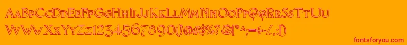 KnightsQuestCallig Font – Red Fonts on Orange Background