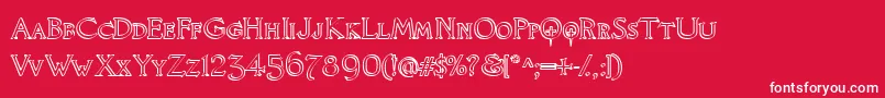KnightsQuestCallig-Schriftart – Weiße Schriften auf rotem Hintergrund
