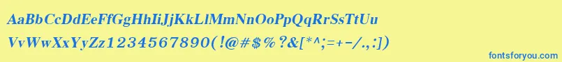 EucrosiaupcBoldItalic Font – Blue Fonts on Yellow Background