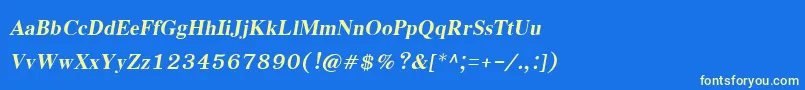 EucrosiaupcBoldItalic Font – Yellow Fonts on Blue Background