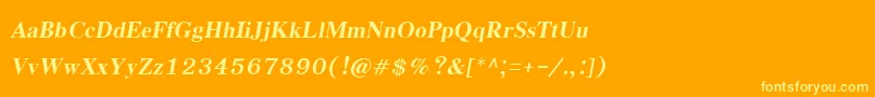 EucrosiaupcBoldItalic-Schriftart – Gelbe Schriften auf orangefarbenem Hintergrund