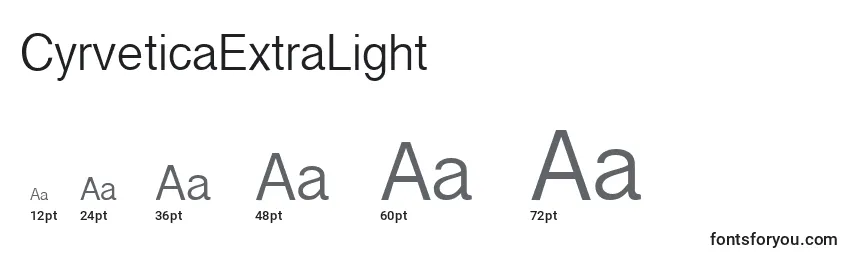 CyrveticaExtraLight Font Sizes