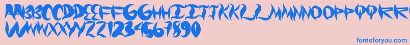 Graffical Font – Blue Fonts on Pink Background