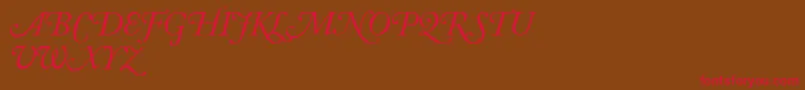 Fonte AdobeCaslonItalicSwash – fontes vermelhas em um fundo marrom