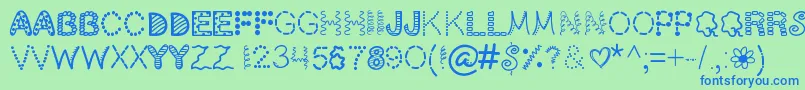 ScrapOHolic Font – Blue Fonts on Green Background