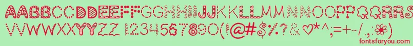 ScrapOHolic Font – Red Fonts on Green Background