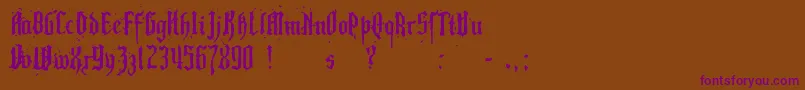 PillboxOpaque-Schriftart – Violette Schriften auf braunem Hintergrund