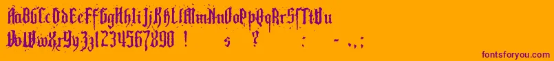 PillboxOpaque-Schriftart – Violette Schriften auf orangefarbenem Hintergrund