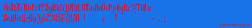 PillboxOpaque-Schriftart – Rote Schriften auf blauem Hintergrund