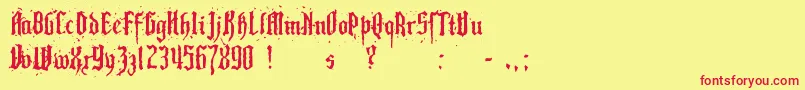 PillboxOpaque-Schriftart – Rote Schriften auf gelbem Hintergrund