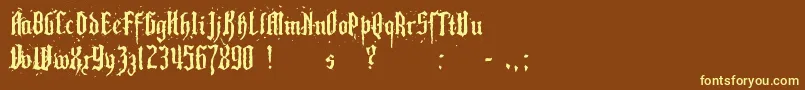 PillboxOpaque-Schriftart – Gelbe Schriften auf braunem Hintergrund