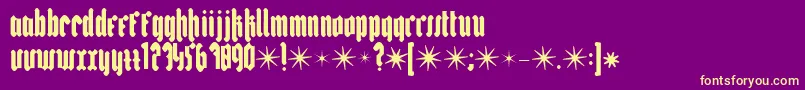 Weitere Informationen zur Bakus-Schriftart Bakus-Schriftart – Gelbe Schriften auf violettem Hintergrund
