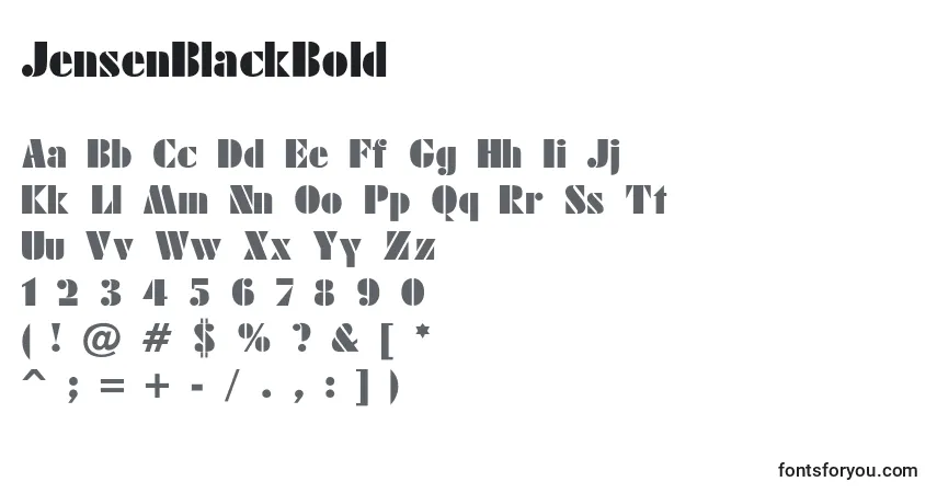 A fonte JensenBlackBold – alfabeto, números, caracteres especiais