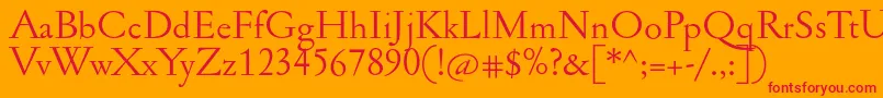 フォントJannonant – オレンジの背景に赤い文字