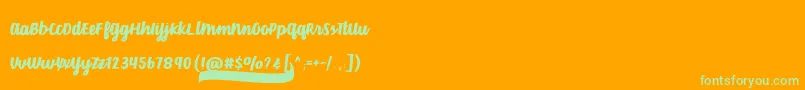 フォントVelvetHeartFont – オレンジの背景に緑のフォント