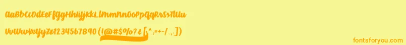 VelvetHeartFont Font – Orange Fonts on Yellow Background