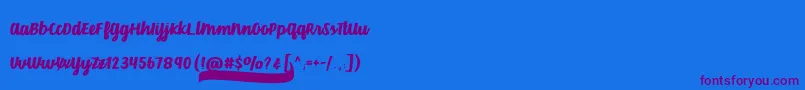 VelvetHeartFont Font – Purple Fonts on Blue Background