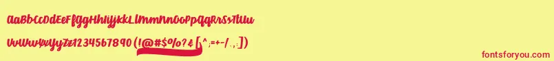 VelvetHeartFont Font – Red Fonts on Yellow Background