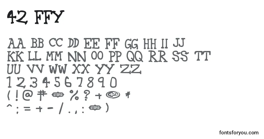 Fuente 42 ffy - alfabeto, números, caracteres especiales