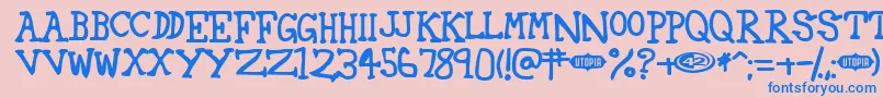 フォント42 ffy – ピンクの背景に青い文字