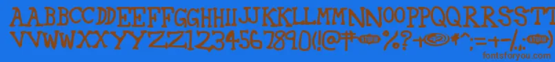 フォント42 ffy – 茶色の文字が青い背景にあります。