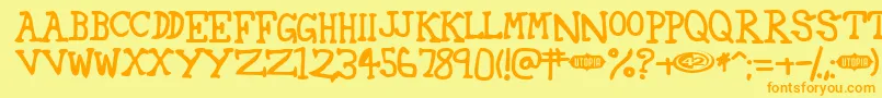 フォント42 ffy – オレンジの文字が黄色の背景にあります。