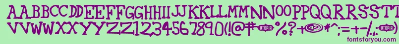 42 ffy Font – Purple Fonts on Green Background