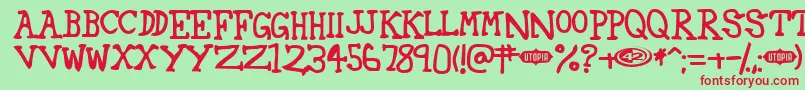 42 ffy Font – Red Fonts on Green Background