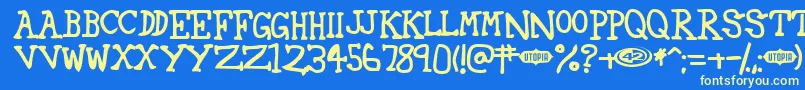 42 ffy-Schriftart – Gelbe Schriften auf blauem Hintergrund