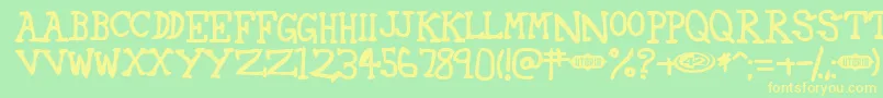 42 ffy Font – Yellow Fonts on Green Background
