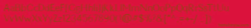 Fonte CynRegular – fontes marrons em um fundo vermelho