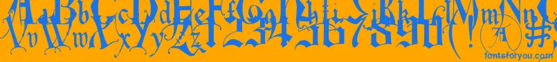 EastAnglia Font – Blue Fonts on Orange Background