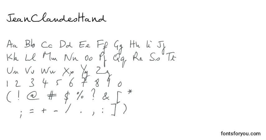 JeanClaudesHandフォント–アルファベット、数字、特殊文字