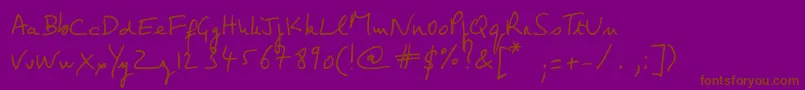 Шрифт JeanClaudesHand – коричневые шрифты на фиолетовом фоне