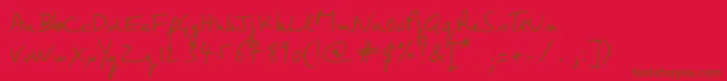 JeanClaudesHand Font – Brown Fonts on Red Background
