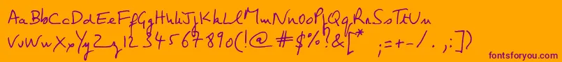 Шрифт JeanClaudesHand – фиолетовые шрифты на оранжевом фоне