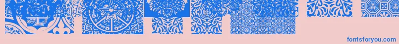 ObeypatternsCaps-Schriftart – Blaue Schriften auf rosa Hintergrund