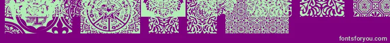 ObeypatternsCaps Font – Green Fonts on Purple Background