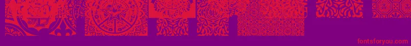 ObeypatternsCaps Font – Red Fonts on Purple Background