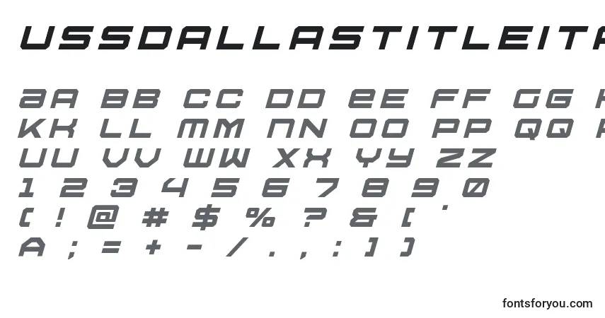 Шрифт Ussdallastitleital – алфавит, цифры, специальные символы