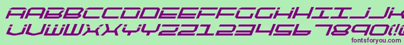 Шрифт QuicktechBoldItalic – фиолетовые шрифты на зелёном фоне