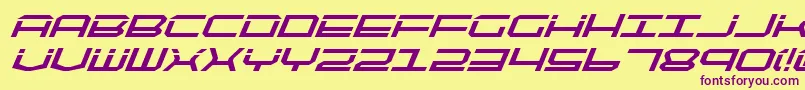 QuicktechBoldItalic-fontti – violetit fontit keltaisella taustalla