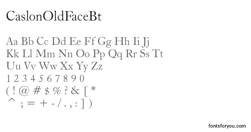A fonte CaslonOldFaceBt – alfabeto, números, caracteres especiais