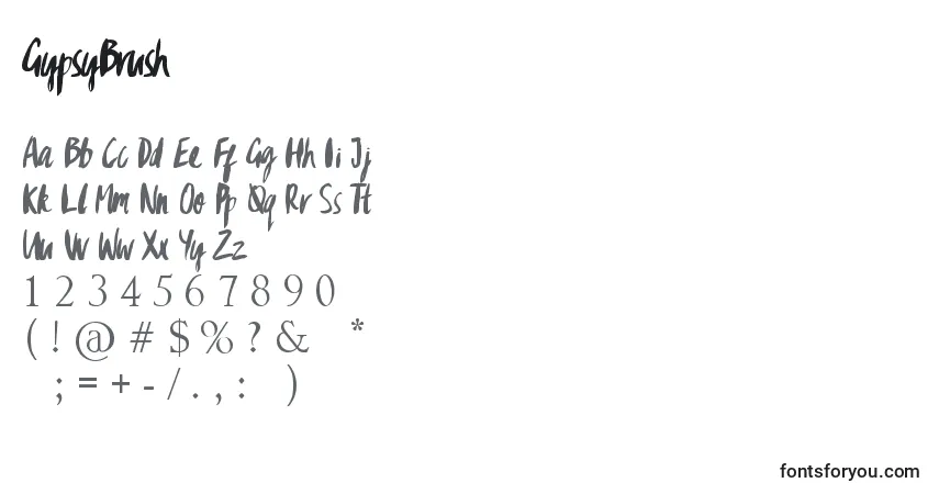 Шрифт GypsyBrush – алфавит, цифры, специальные символы